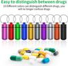 Small Portable Pill Case with Keychain(10 Pack), Urekt Waterproof Aluminum Pill Organizer Metal Mini Box Pocket Drug Storage Container for Outdoor