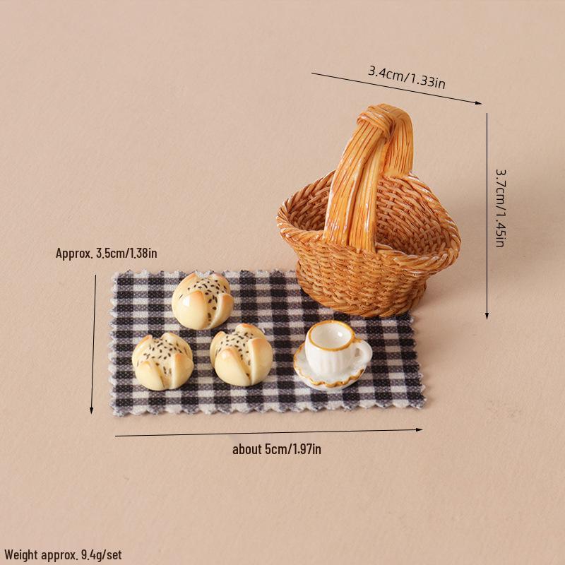 Dollhouse Miniature Afternoon Tea & Picnic Basket Decor Accessories for BJD