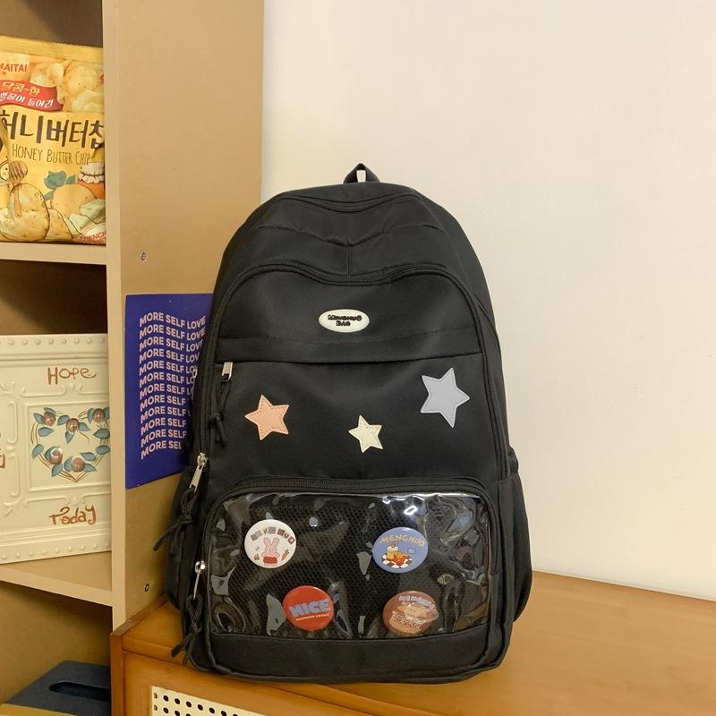 

Прозрачный бейдж Болевая сумка Новый Большая вместимость Студенческий школьный рюкзак Мягкий рюкзак для девочки Женский рюкзак