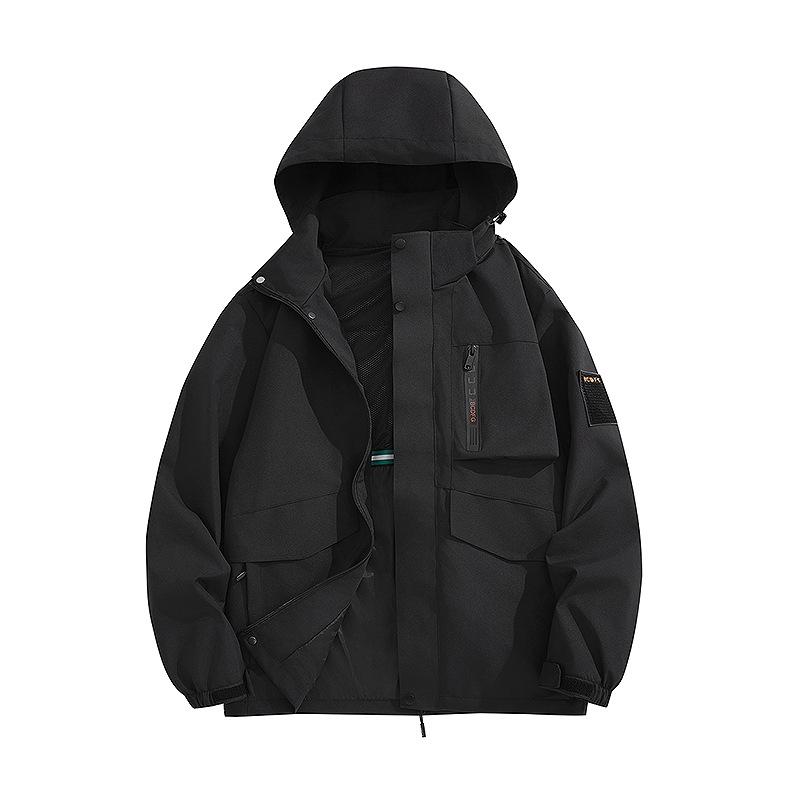 New Autumn Hooded Single Layer Outdoor Handsome Workwear Couple Style Mountaineering Suit