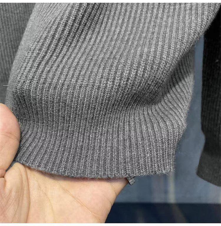 Men's Spring & Autumn Double Zipper Cardigan: Trendy Solid Color Knitwear Sweater