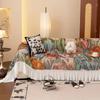 Nordic Pastoral Sofa Towel with Skirt Edge All Inclusive Non Slip Couch Cushion for Living Room All-Season Printed Sofa Blanket