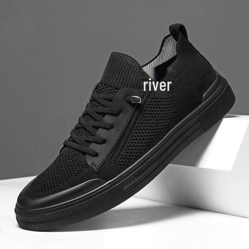 Men's Summer Breathable Knitted Flat Shoes - Lightweight, Soft Sole, Casual Sports Mesh Sneakers