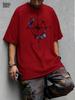 Men's Summer Cotton Fashionable Loose Casual Compass Pattern Printed Round Neck Short Sleeved T-shirt Breathable And Casual