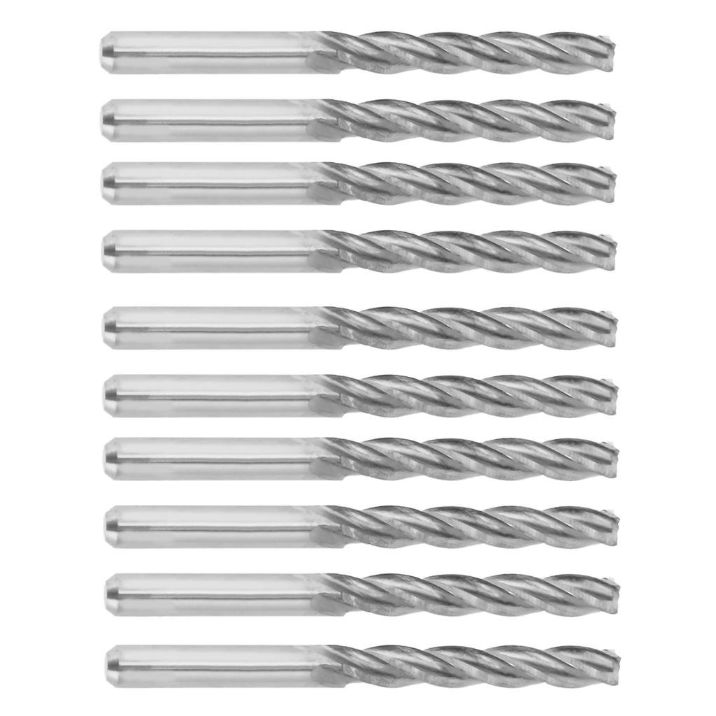 10pcs Carbide CNC 4 Flute Spiral Bit End Mill Cutter 3.175 X 22mm