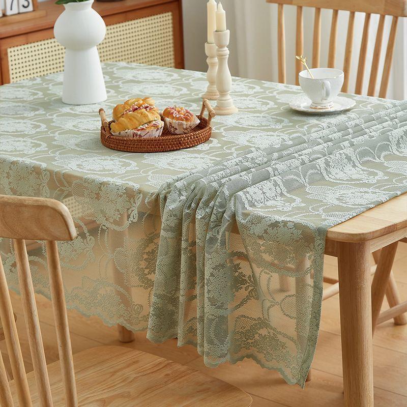Light Luxury Pastoral White Lace Tablecloth Embroidered Cloth Round Table Square Table Rectangular Tablecloth Table Cloth