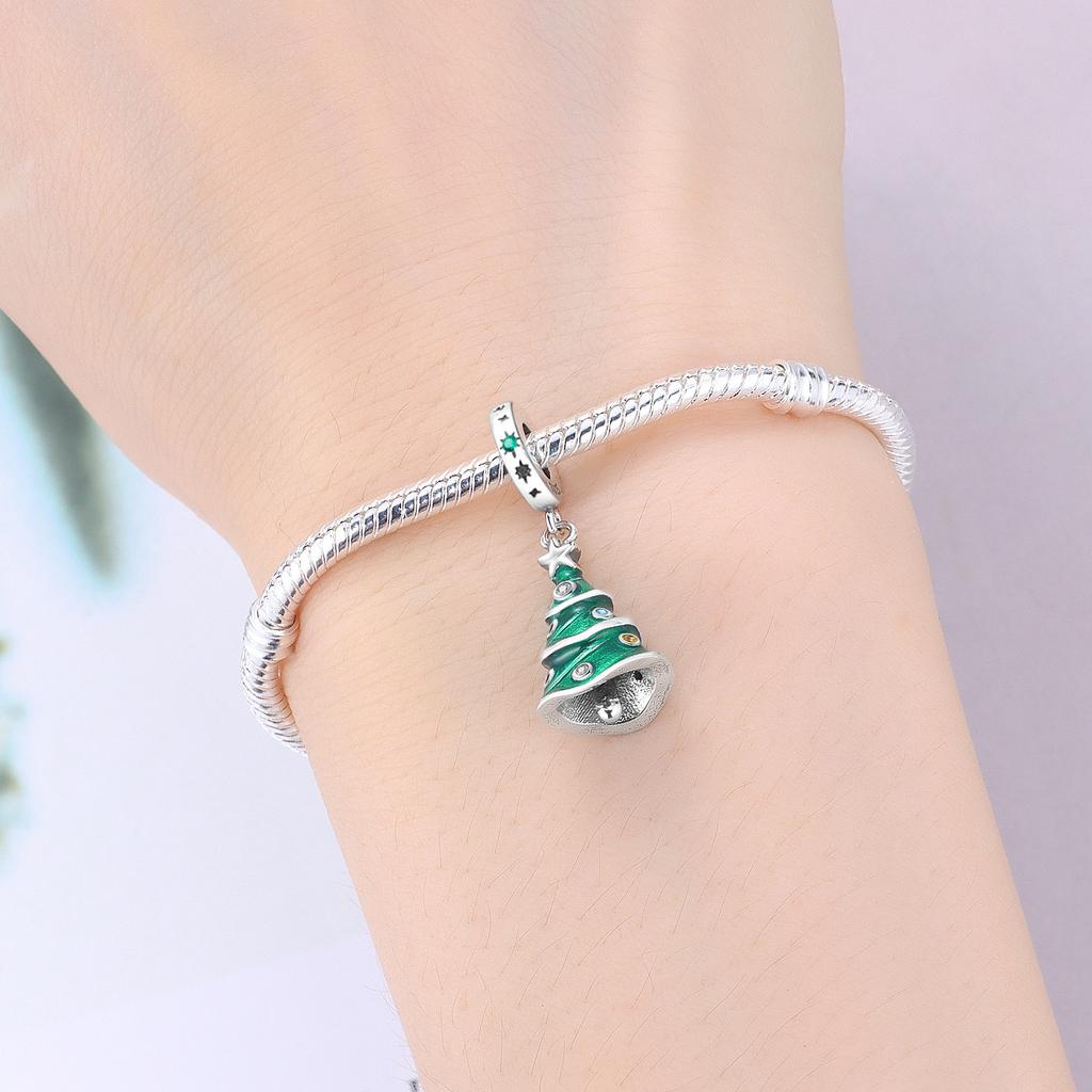 Copper Christmas Tree Decoration Beads Original Pendants Bracelet Charm Jewelry Party Diy Trendy Gifts