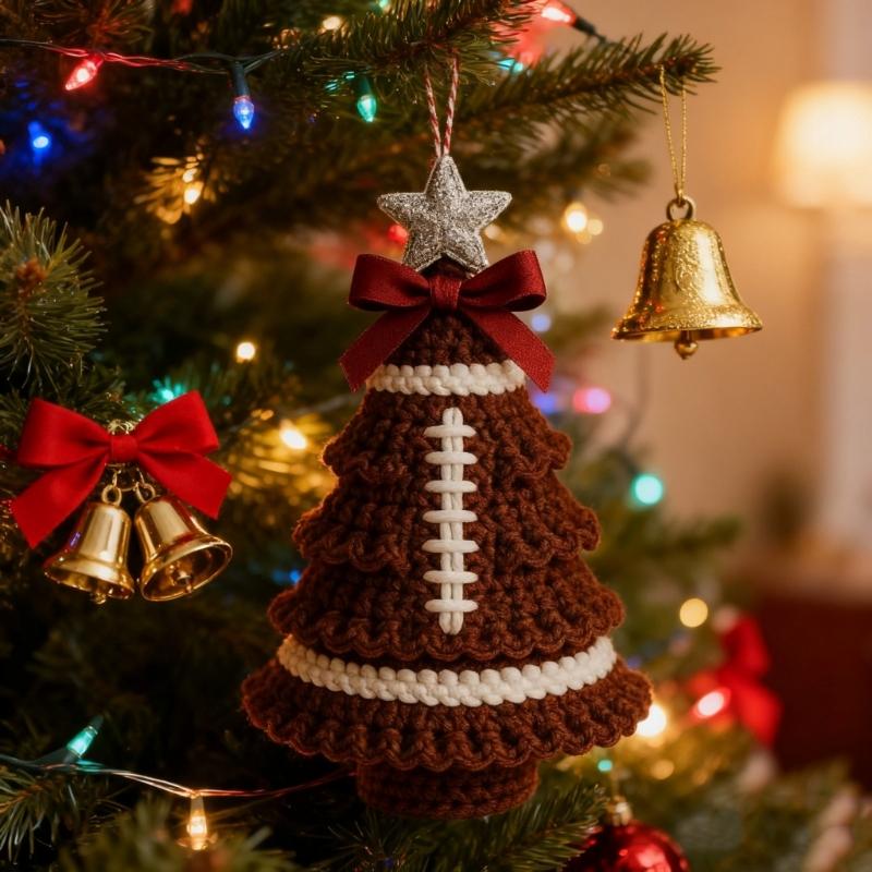 Handmade Crochet Christmas Tree Set For Home Decoration With Step-by-Step Tutorial Instruction Crochet Hook and Yarn