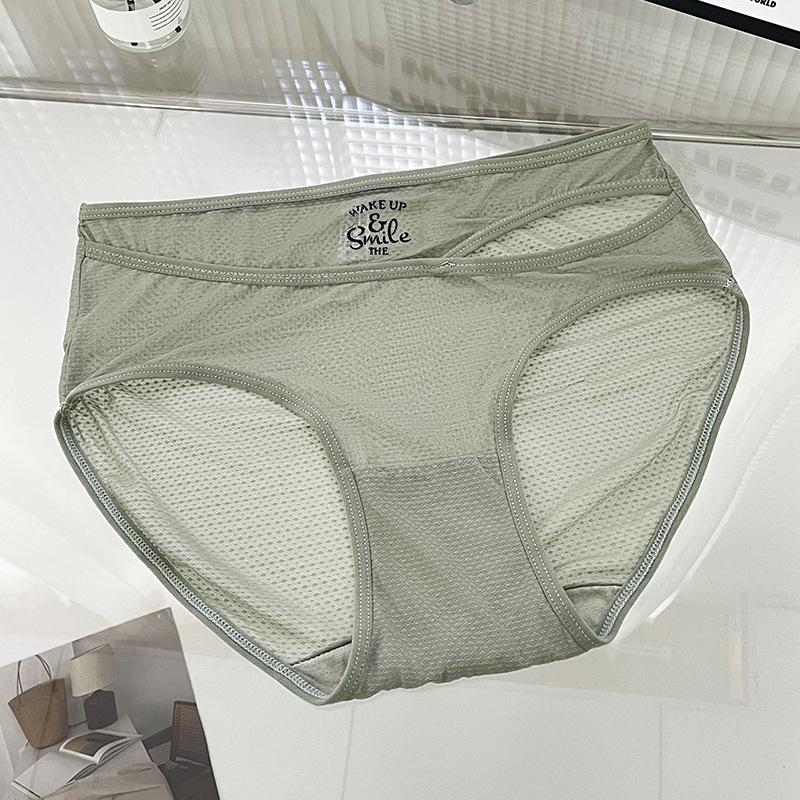 Damskie seksowne koronkowe majtki z bawełnianym kroczem, półprzezroczyste majtki z siateczki, wygodne majtki z niskim stanem