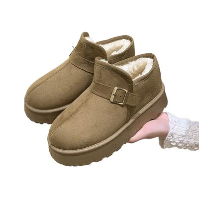 Mode Femme Grande Taille Bottes de Neige Nouveau Style Semelle Épaisse Hiver Chaud Chaussures en Coton Épaissi Polyvalentes pour le Quotidien Chaussures à Enfiler