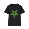 Grünes Invertiertes Gepunktetes Pentagramm T-Shirt Geschenk Schwarzes T-Shirt