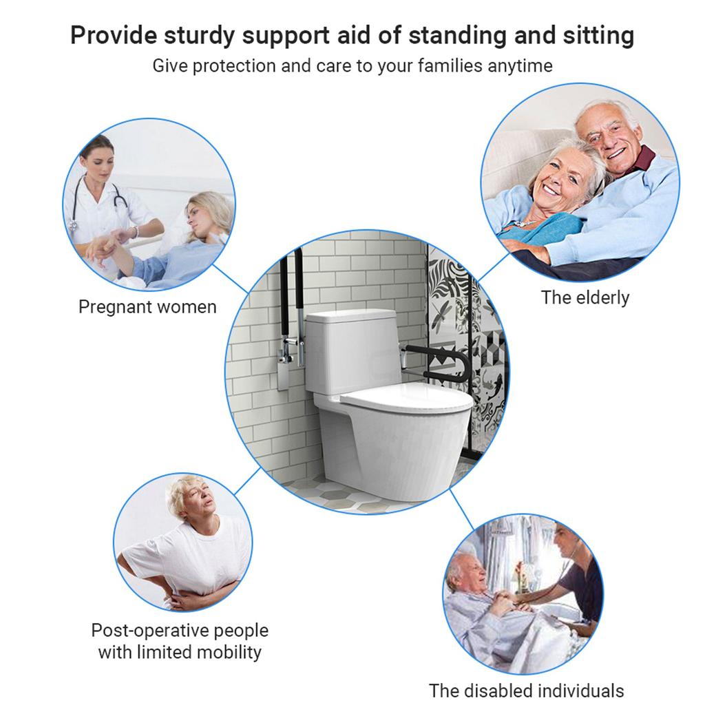 Maniglione per WC Anti-Caduta / Antiscivolo Maniglione di Sicurezza Ribaltabile per Bagno Maniglia Maniglione di Sicurezza da Avvitare