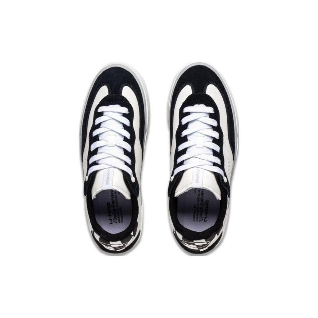 Li Ning Comfortable Abrasion Resistant Breathable Low top Skateboard Shoes Men's White Black AEPSA49-3