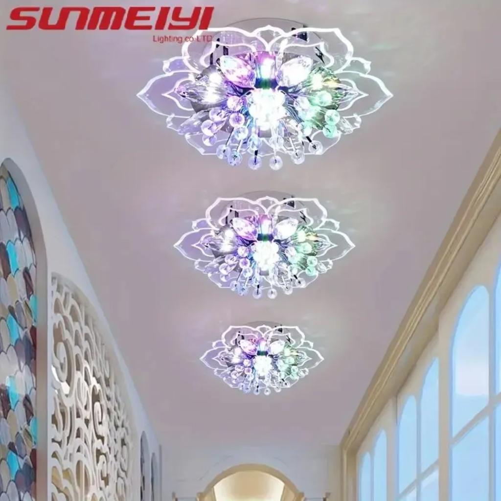 New Modern Crystal Petals LED Ceiling Lights Aisle Hallway Corridor Stairway Villa Gallery Kitchen Coffee Indoor Lights
