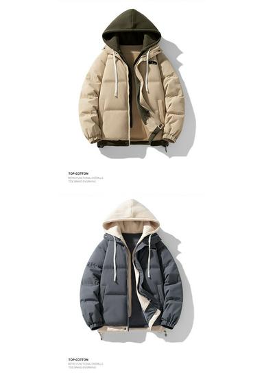 Unisex Autumn Winter Casual Hooded Cotton Jacket: Thickened, Warm, Loose-Fit for Couples.