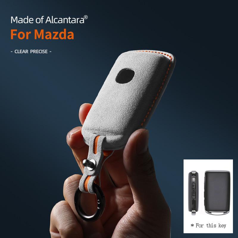 Car Key Case For Mazda 3 6 CX30 CX50 CX60 CX5 CX8 CX9 MX30 Cover Shell Suede Alcantara Keychain 4 Buttons Protector Accessories
