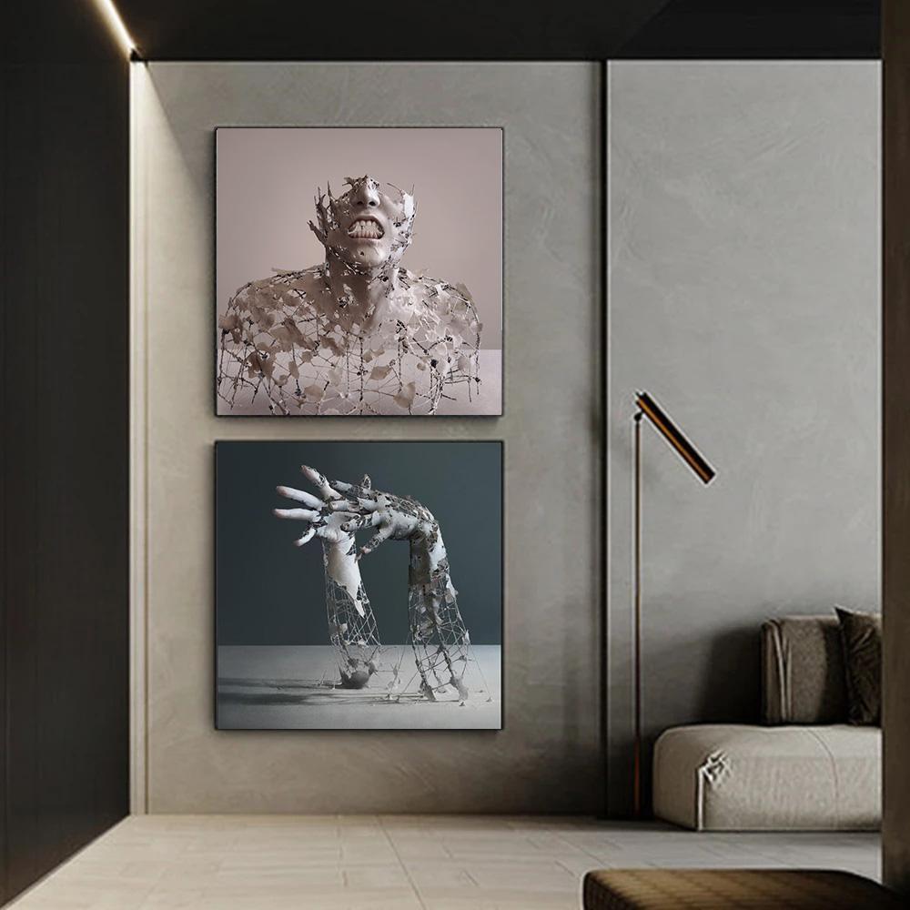 

Абстрактный вырез руки и ноги, статуя, картина на холсте, плакат и печать настенной картины для современного домашнего декора гостиной