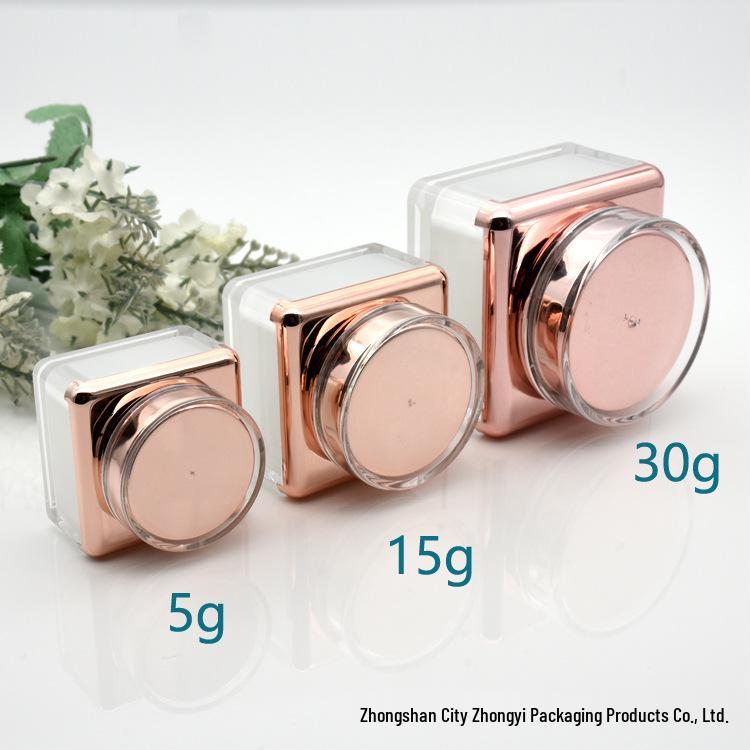 Square Refillable Skincare Set: 15g Eye Cream Bottle, 5g Silver Acrylic Jar, 30g Face Cream Bottle
