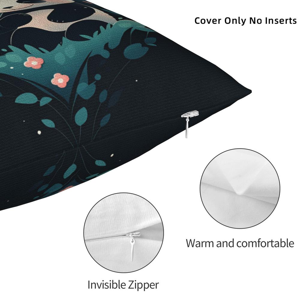 Cute Panda Pillow Case Square Pillow Cover For Living Room Bed Chair Funny Cushion Cover