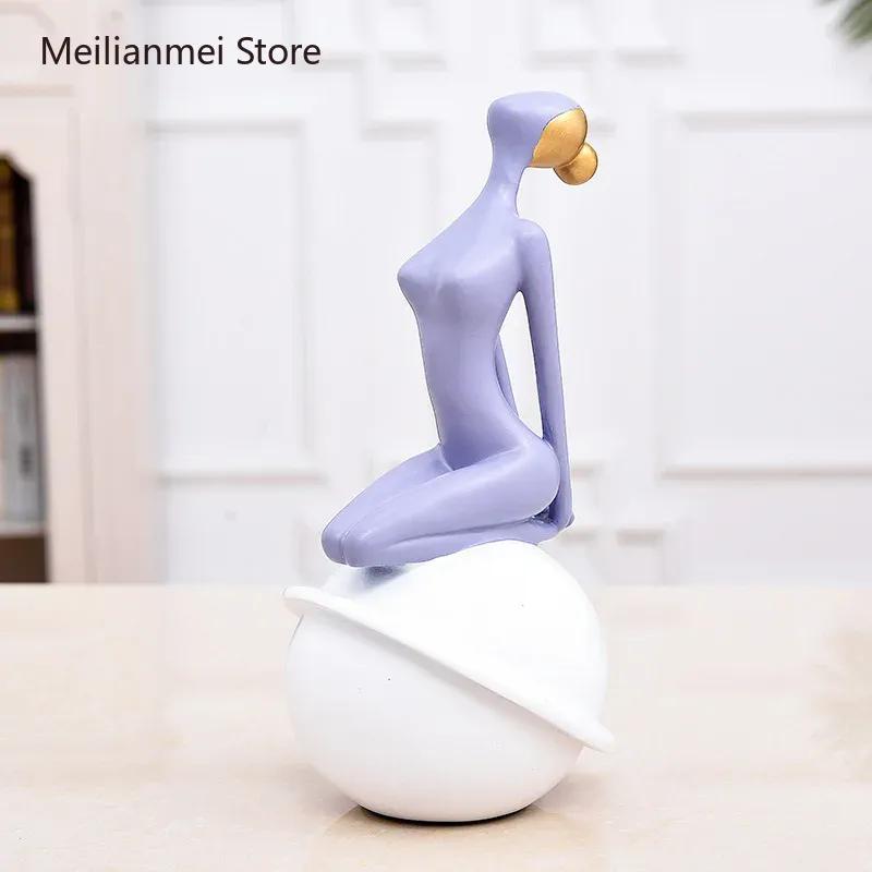 

Desktop Decoration Trinkets Yoga Trinkets Resin Figure Statue Decorative Figurines Home Decor Cute Girl Yoga Ornaments Gift 30.5x14x14cm