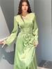 Waist-Cinching V-Neck Long Sleeve Elegant Dress 2024 - Slim-Fitting European & American Style