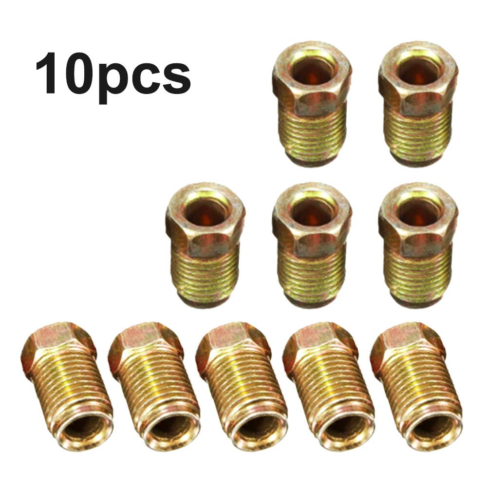 10/20Pcs / Set 10mm X 1mm Male Short Brake Pipe Screw Nuts For 3/16" Metric Pipe Durable Copper Nuts Bolts Male Brake Nuts