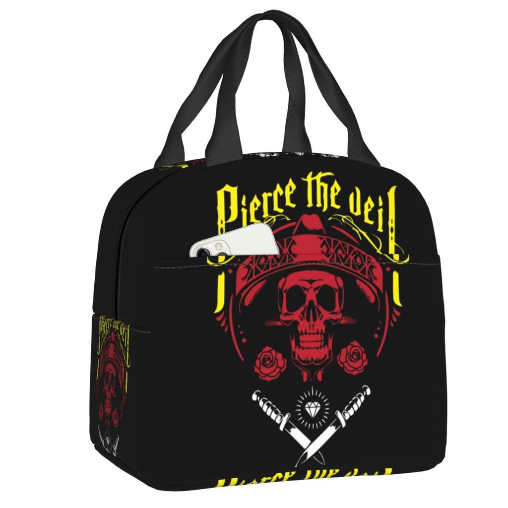 Custom Rock Band Pierce Veil Insulated Lunch Bags for Work School Leakproof Thermal Cooler Lunch Box Women Children