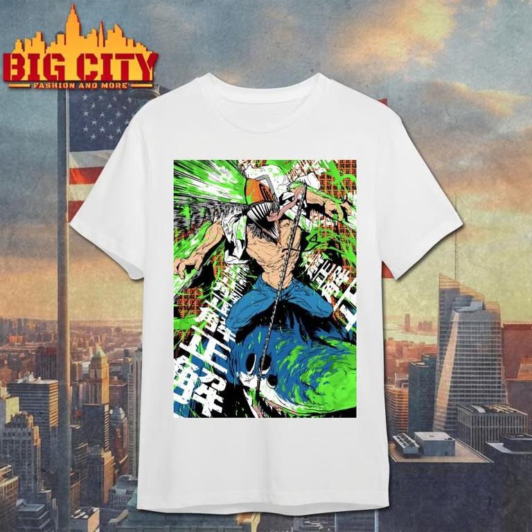 Chainsaw Man Denji Riding Shark T-Shirt Unisex T-Shirt L