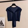 Knot Design Knitted Shawl Thin Knit Cape Fashion Air Conditioning Scarf  Women Girls