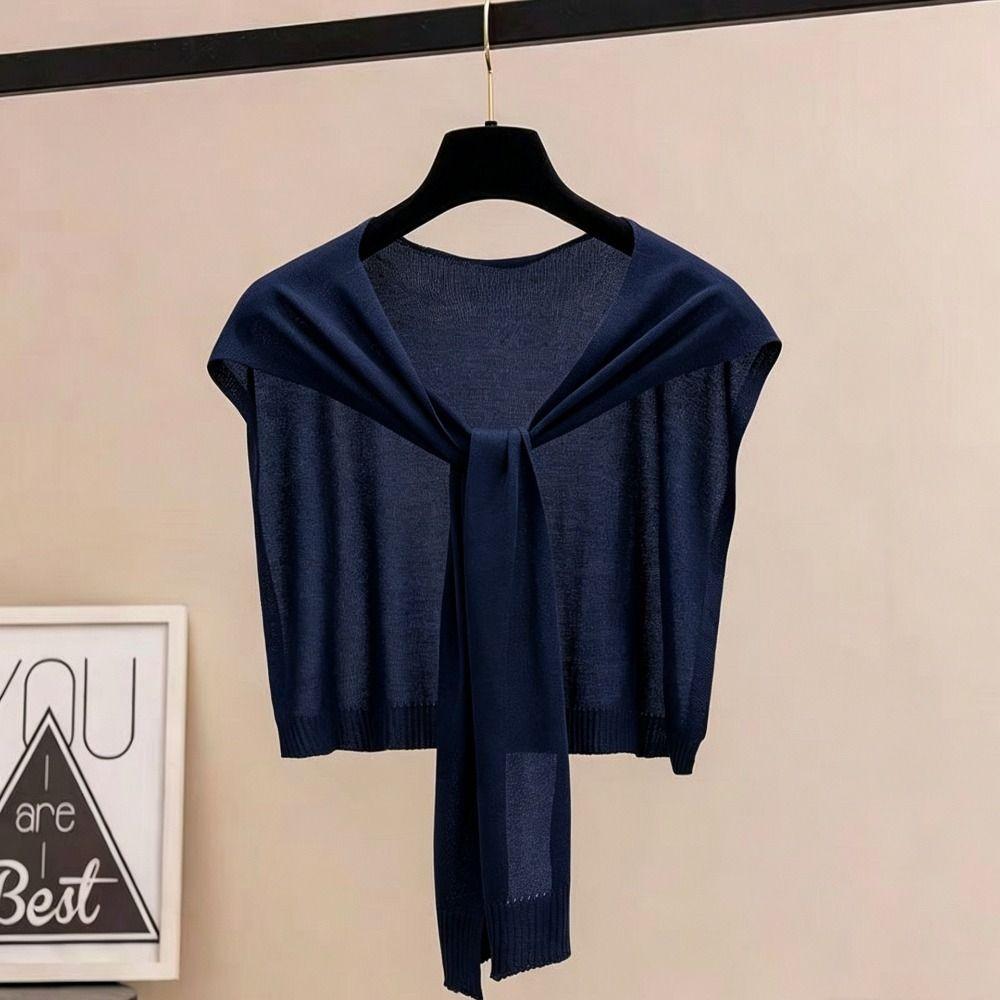 Knot Design Knitted Shawl Thin Knit Cape Fashion Air Conditioning Scarf Women Girls
