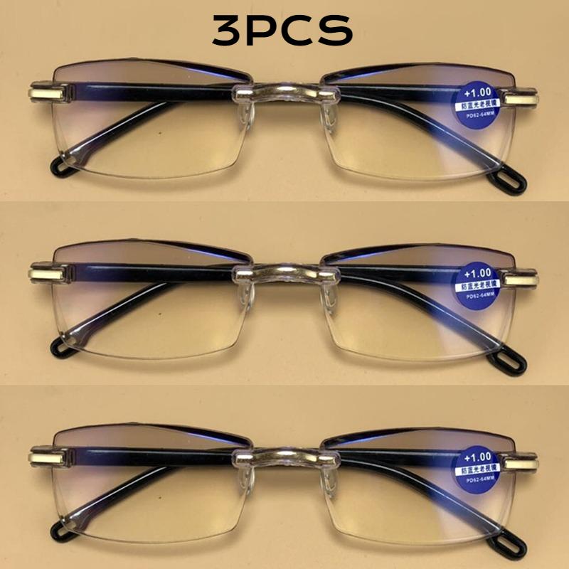 1/3PCS Rimless Square Reading Glasses Anti-blue Light Presbyopic Computer Eyeglasses Men Women +1.0 To +4.0 Gray Lens