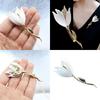 Sophisticated Magnolias Flower Brooch White Tulips Pin Decoration for Women’s Coats Backpack Hat Jewelry Accessories