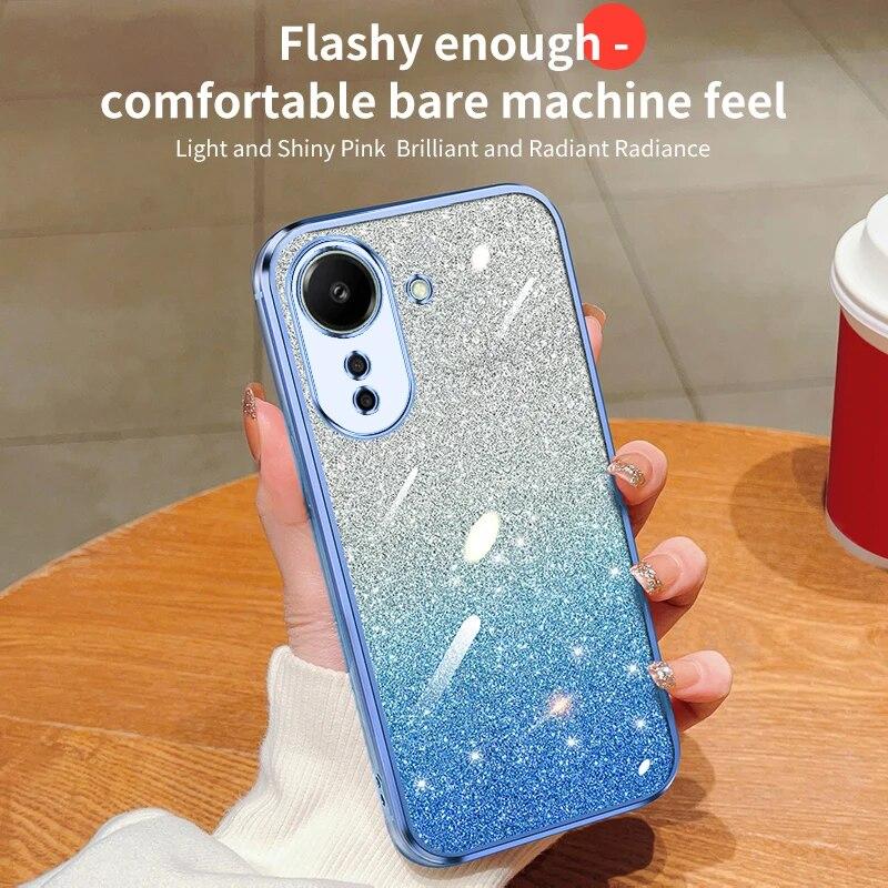 Fashion Plating Gradient Glitter Case pro Xiaomi Mi 14 13 Pro 12 11 Lite 11T Redmi Note 12 Pro 12S 11 11S silikonový zadní kryt