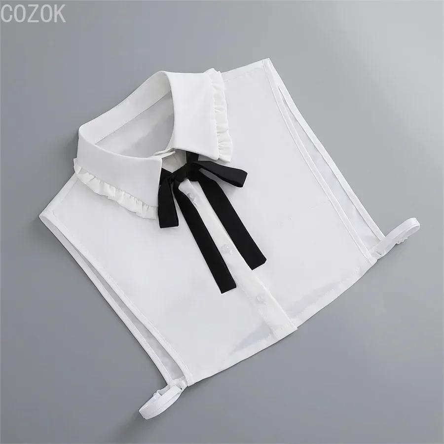 Girls Bowknots Lapel Shirt Detachable Collar Autumn Sweater Blouse Women Fake Collar Girls Removable Shirt Neck False Collar