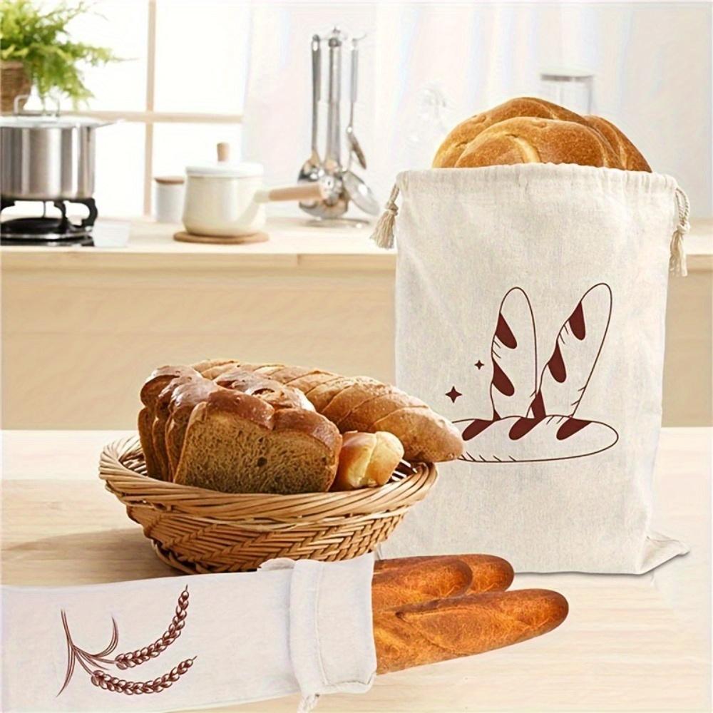 Linen Bread Storage Bag. Reusable Drawstring Keeper for Bread, Toast, Fruits & Veggies.