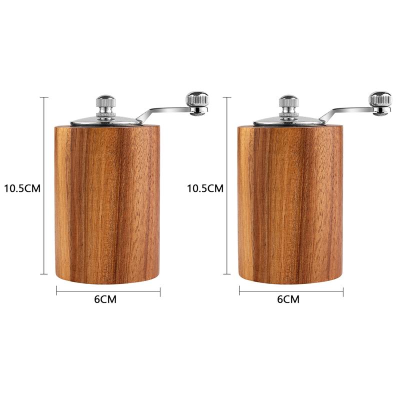 Wooden Salt Pepper Grinder Set,Refillable Manual Peppercorn Spices Mill with Long Crank Shaker for Home Dining Restaurant