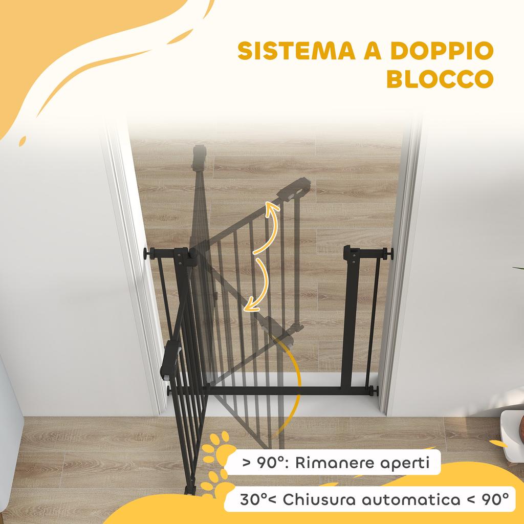 Self-Closing Dog and Pet Gate for Stairs and Entrances, 68x77 Cm, Black