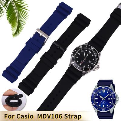 Dla CASIO swordfish MDV106-1A MDV-107 MTP-VD01 MDV-106D efr-303l pasek męska bransoletka 22mm Sportowy silikonowy pasek do zegarka