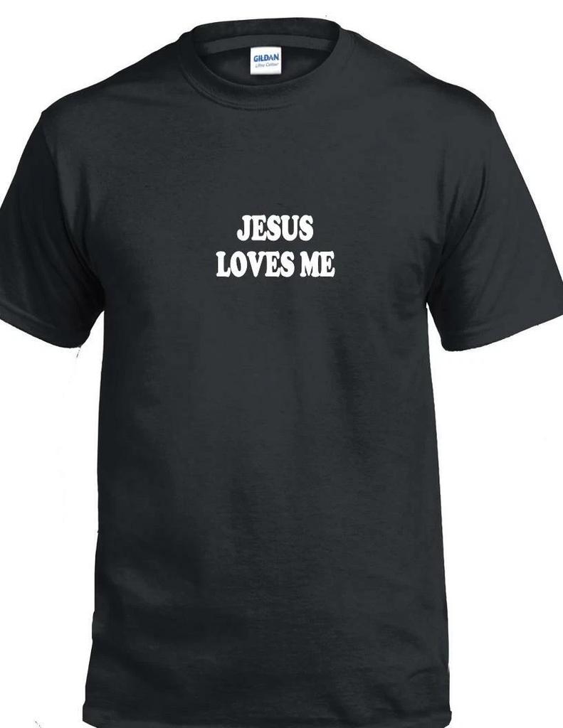 Jesus Loves Me T-Shirt God Faith Christian Church Christianity Black Tee Shirt