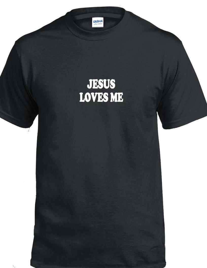 Jesus Loves Me T-Shirt God Faith Christian Church Christianity Black Tee Shirt XL