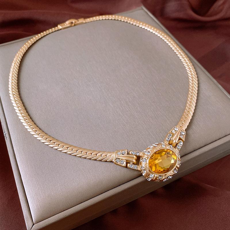 

Бриллиантовое круглое колье-цепочка «Змеиная кость» в средневековом винтажном придворном стиле, цепочка для свитера, высококачественная бижутерия