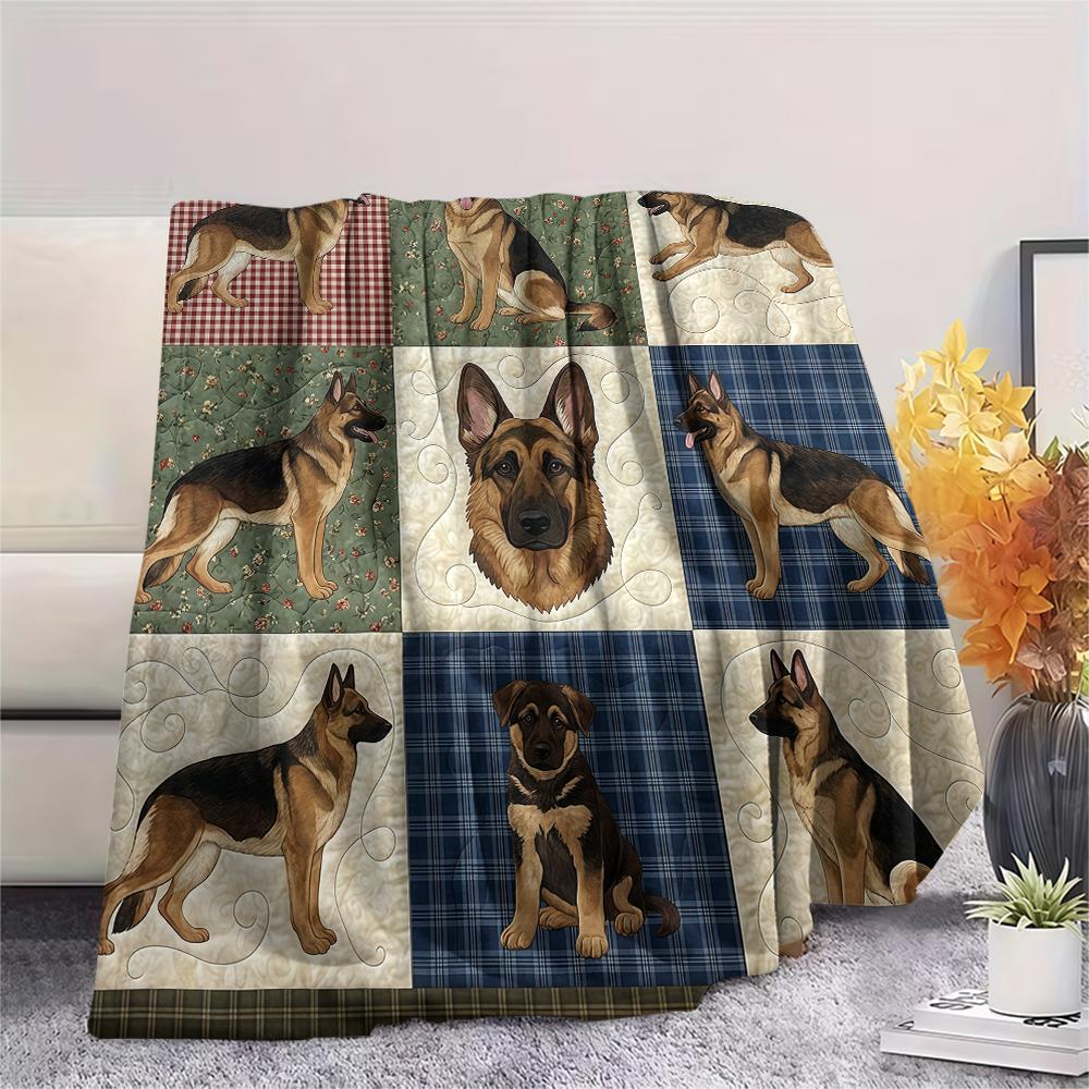 Nine grid dog cat fabric Print Flannel Blanket,High quality Comfortable for All Seasons,Home Decor,Warmth and Comfort,Perfect for Christmas Gifts