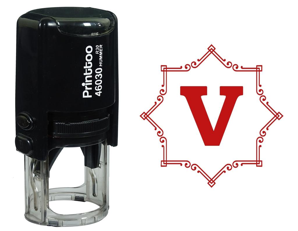 Printtoo Octagon Celtic Swirl Frame Alphabet V Monogram Self Inking Rubber Stamp Office