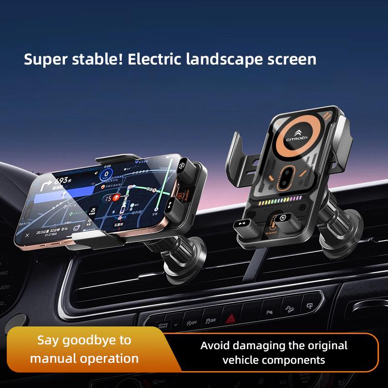 Punk Mechanical Style Phone Holder Car Electric Wireless Charging Board For Citroen C4 C3 C5 C5X e-C4 X e-C3 C-Elysee C1 C6 C2 akr256