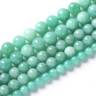 Burmesischer Jade Grüner Chalcedon Naturstein 15" Glatte Lose Zwischenperlen 4/6/8/10/12mm für Schmuckherstellung DIY Armbänder Charms Zubehör