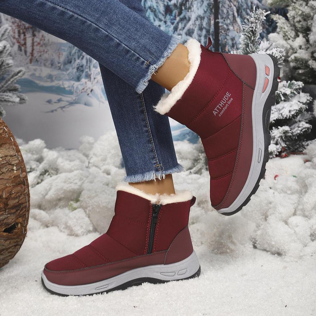 Women's Plus Size Side-Zip Waterproof Fleece-Lined Anti-Slip Cotton Boots