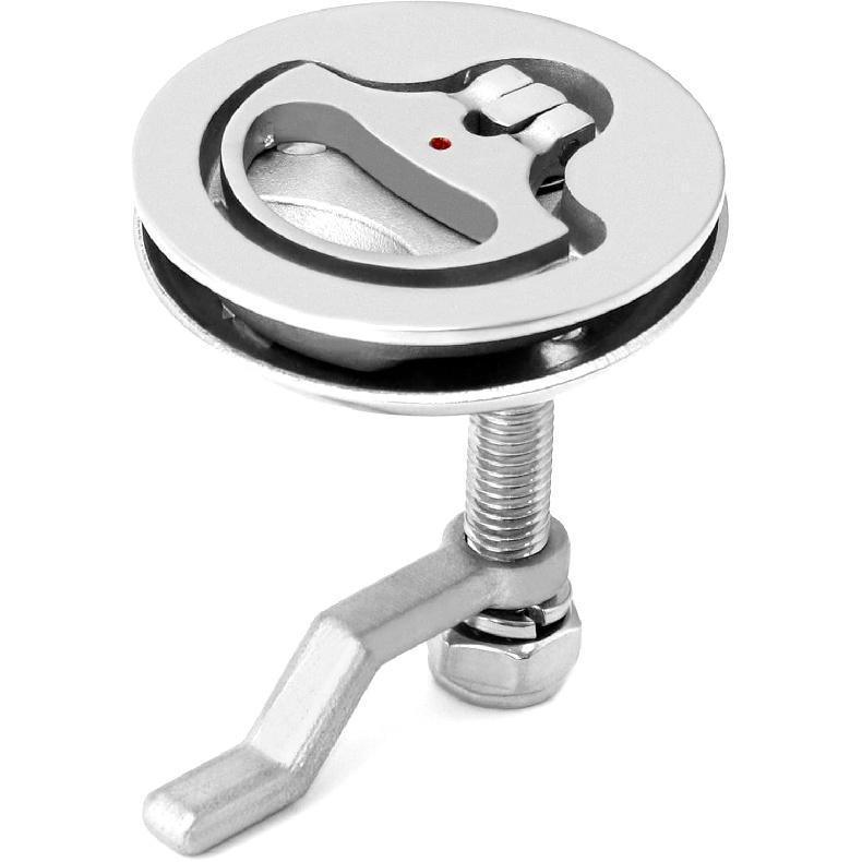 QWORK Boat Cam Latch, 2 Pack Marine 316 Stainless Steel Marine Boat Floor Buckle Hatch Latch, Flush Turning Lift Handle Lock, Marine Slam Latch,