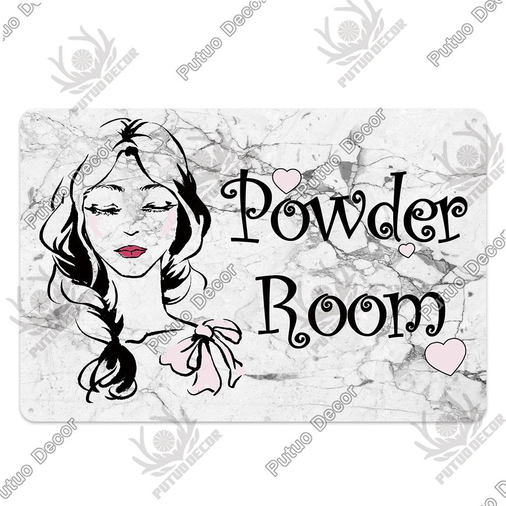 Putuo Decor Room Funny Plaque Metal Vintage Tin Sign Laundry Toilet Powder Retro Wall Art Poster for Home Man Cave Iron Painting