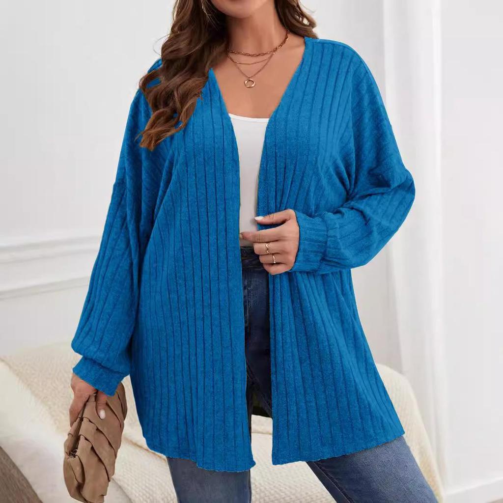 Autumn/Winter 2024 Women's Long Sleeve Solid Color Loose Knit Cardigan Jacket