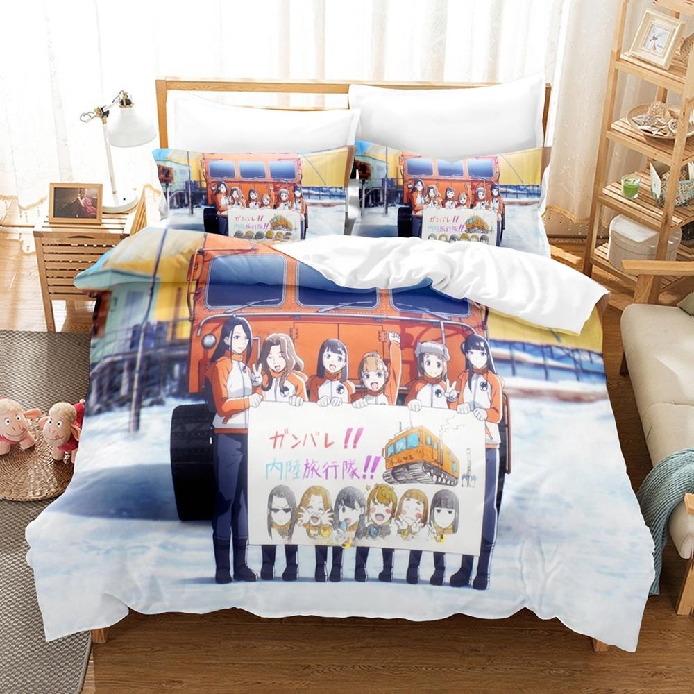 

New Anime A Place Further Than The Universe Bedding Set Single Full Queen King Size Bed Set Adult Bedroom Duvet Cover Sets (135x200cm)